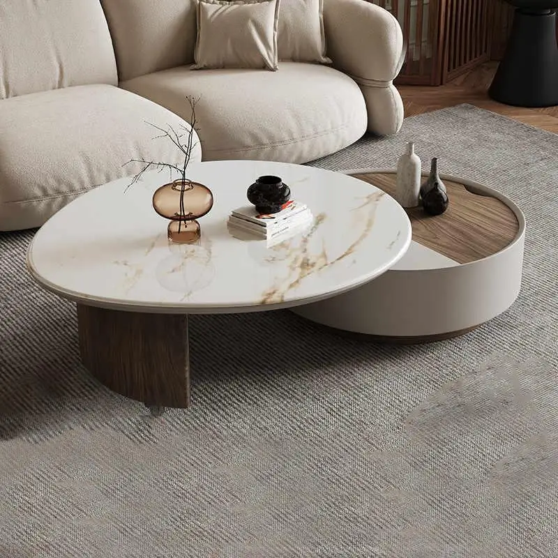 Living Room Modern Coffee Table Household Simple Coffee Table Minimalist Rotatable Rock Plate Tavolo Salotto Home Furniture