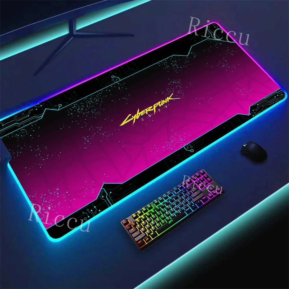

HD аниме компьютерная игра RGB C-Cyberpunks коврик для мыши светодиодные настольные аксессуары компьютерные геймерские коврики XXL клавиатура ПК стол интерьерный коврик