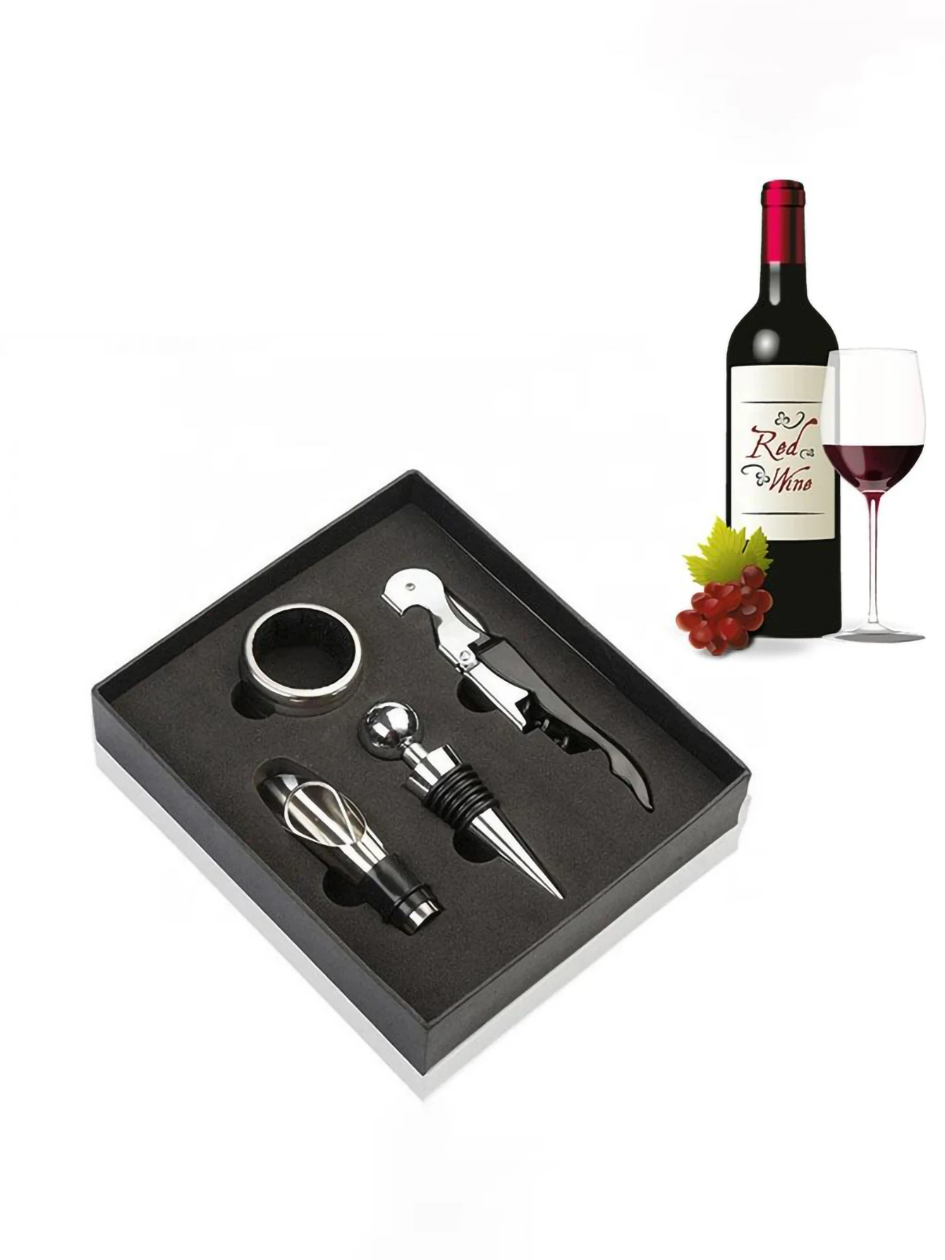 Wine Aerator Pourer Set, Pressure Bottle Opener, Pour Spout,Stoppers, Ring, Wine Foil Cutter .Christmas presents, birthday prese