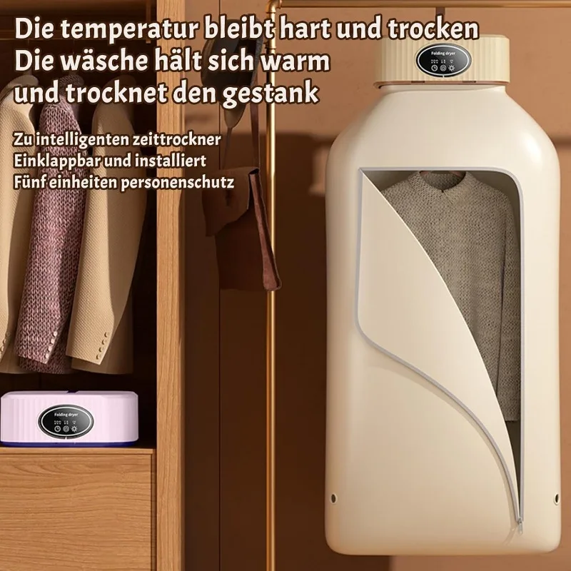 Cremeweißer 600W Faltbarer Tragbarer Elektrischer Wäschetrockner, Kompakte Mini-Wäschetrocknungsmaschine, Platzsparender Trockner für Zuhause, Wohnheim, Reisen, Babykleidung und Schuhe