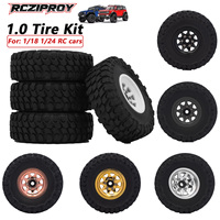 RCZIPROY 4pcs Metal 1.0 Inch Lock Ball Deep Disc Wheel Tire Set for 1/18 1/24 RC Car Crawler Axial SCX24 AX24 TRX4M FMS FCX24