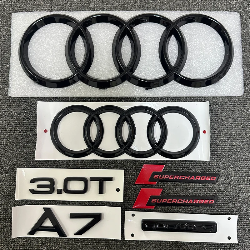 

ABS letter sticker Audi A7 front and rear four-ring logo 2012-2018 Quattro 3.0T logo supercharged combined modification Black