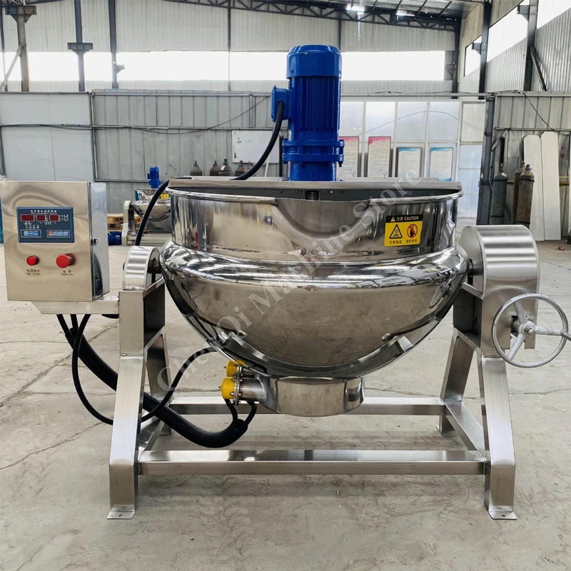 

Electric Heating Sandwich Pot Industrial Tilt Fruit Jams Mixing Machine Sweetened Condensed Milk Jacketed Kettle Cooker Pot