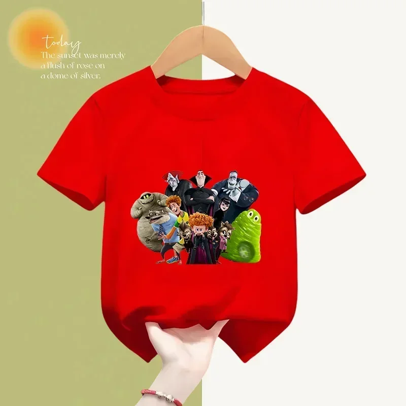 Summer T-shirt Hotel Transylvania Anime Kids Print Boys Girls Short Sleeve Transylvania Cartoon Casual Fashion Top 2024