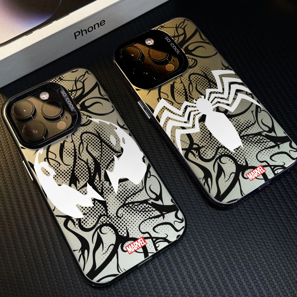 Cool Black Spiders Men Phone Case for Samsung Galaxy S26 S25 Edge S24 S23 S22 S21 FE S20 Ultra Plus 5G Colorful Silver Cover