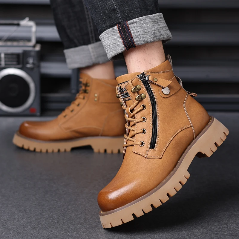 Leisure High Top Walk Outdoor Shoes Handmade Mens Chelsea Boots Men Winter Plush Snow Boots Classic Comfy New Male Ankle Boots