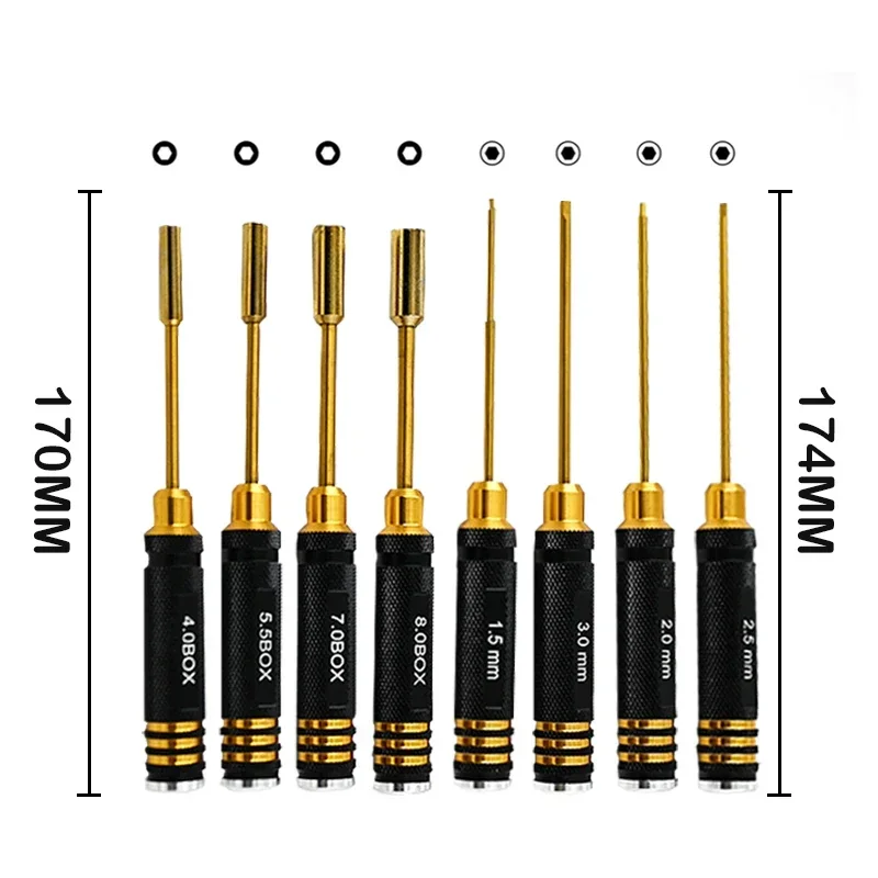 RC Hex Driver Set - 16pcs Hex Allen Screwdriver Kit Hex Nut Driver Set Wrench Key Driver Tool for Rc Car Trxs Helicopte