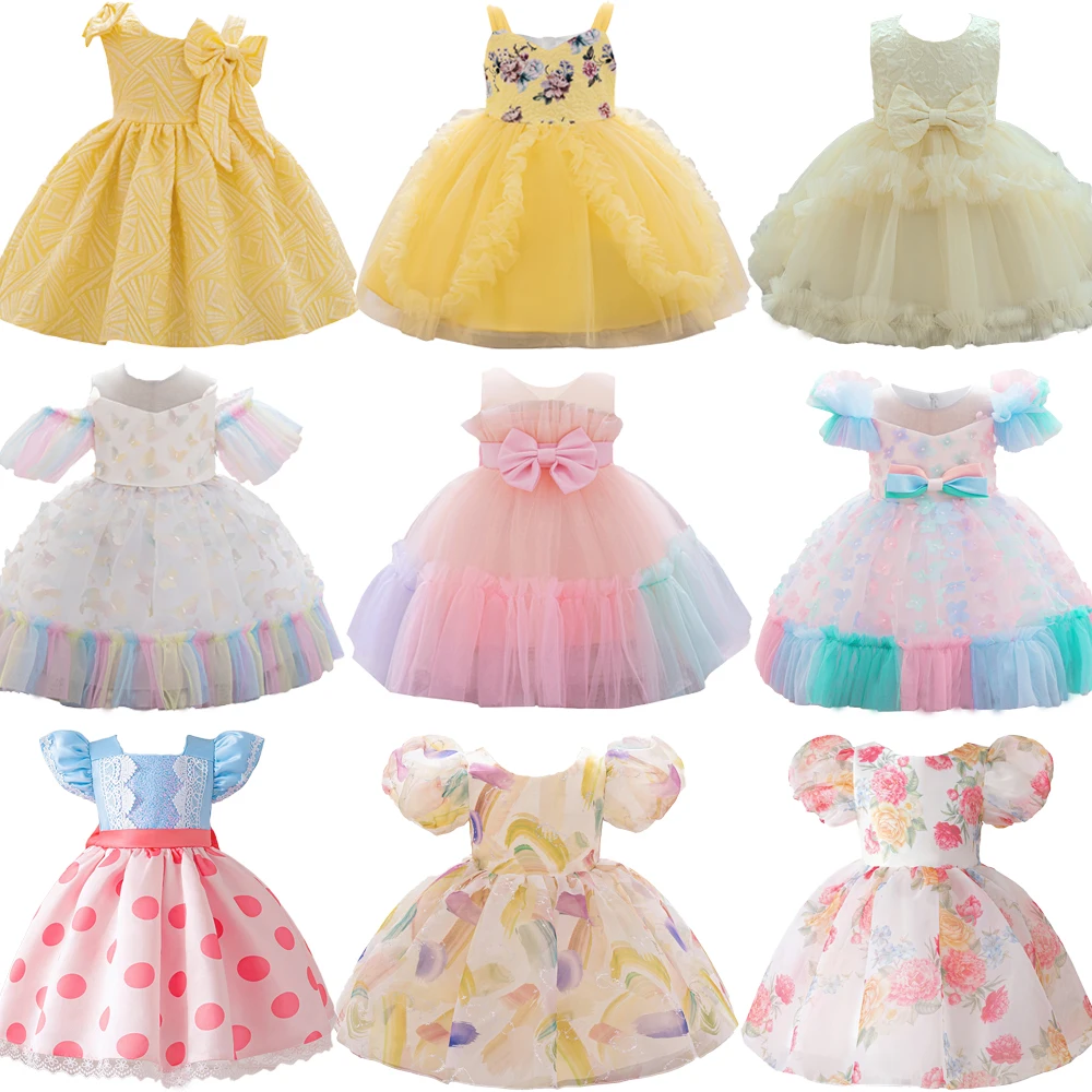 

Детское красочное роскошное платье для девочек, детское платье-пачка с 3D бабочками, радужные платья для маленьких девочек, повседневная одежда в горошек