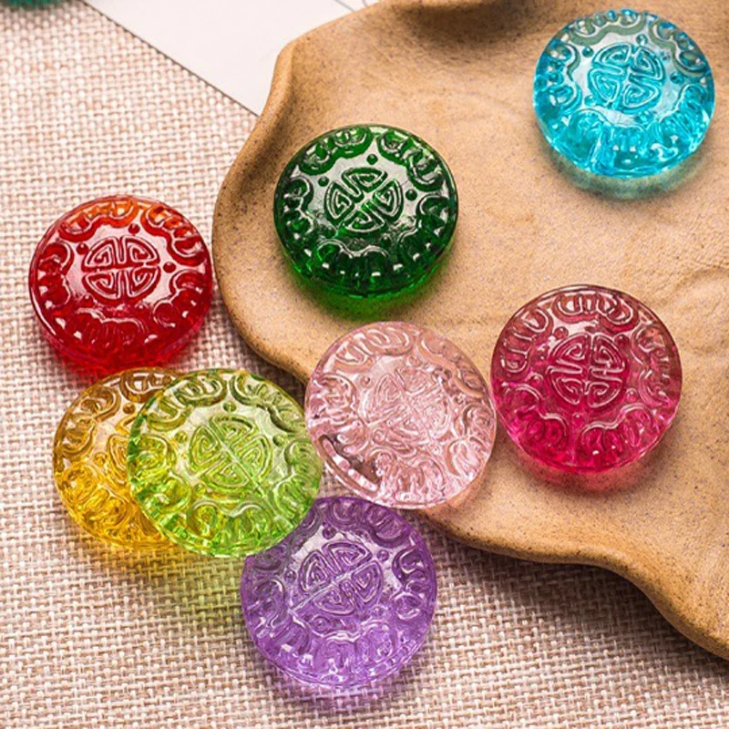 

1pcs 26mm Flat Round Chinese Auspicious Sign Handmade Lampwork Glass Loose Beads For Jewelry Making DIY Crafts Findings