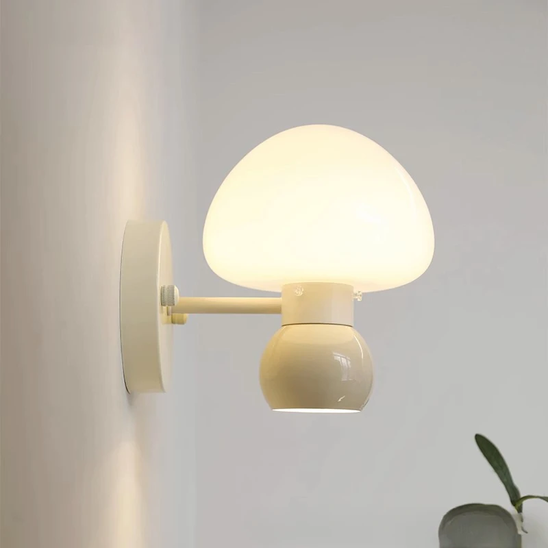 Mushroom cream wall lamp bedroom bedside lamp 2023 new master bedroom wall lamp living