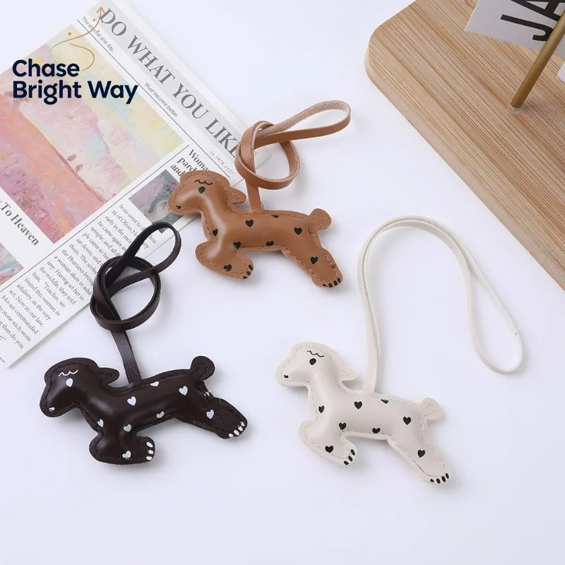 Heart Print Sheep Purse Charm Soft Stuffed PU Leather Keychain Portable Bag Accessory for Women Birthday Present
