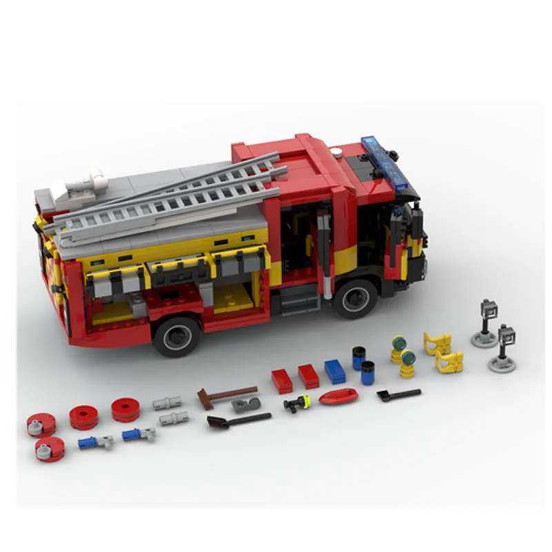 MOC-81514 Truck City Fire Brigade Rescue Vehicle 1036pcs Kids Building Block Toy DIY Christmas Gift Birthday Present