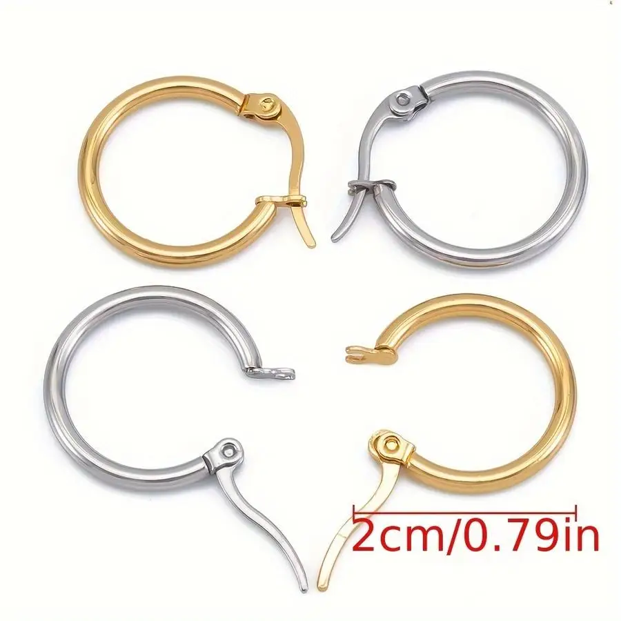 1/5/10/20/50/100pcs 316L Stainless Steel Open Earrings, Circle Shapes 15, 20, 25, 40 mm, Ear Hooks and Ear Hoops for DIY Jewelry