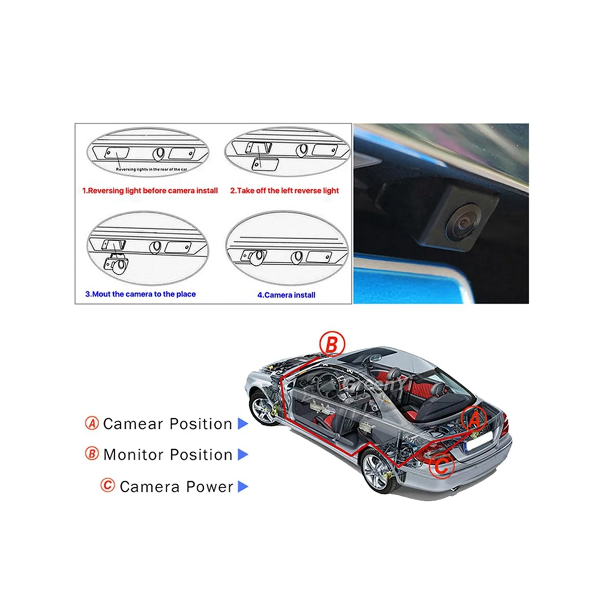 Car Rear View Reverse Camera Dynamic Parking Camera with Trajectory Parking Line for Toyota Land Cruiser Prado