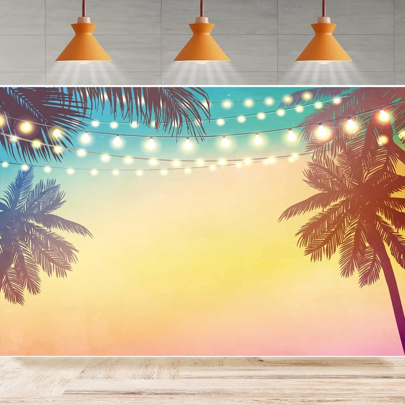 

Pink Sunset Photography Backdrop Summer Hawaii Beach Birthday Baby Shower Background Home Party Backdrop Wall Banner Decor