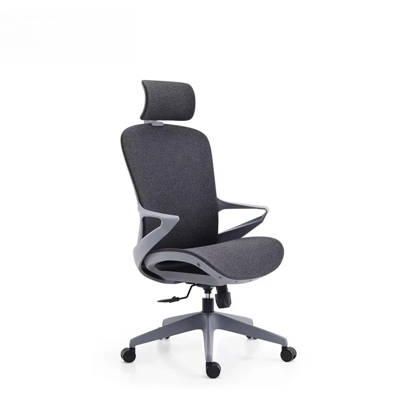 

Commercial Furniture Modern Design Executive Office Chair Ergonomic Full Fabric Back Adjustable Headrest Chrome Frame ABS Seat