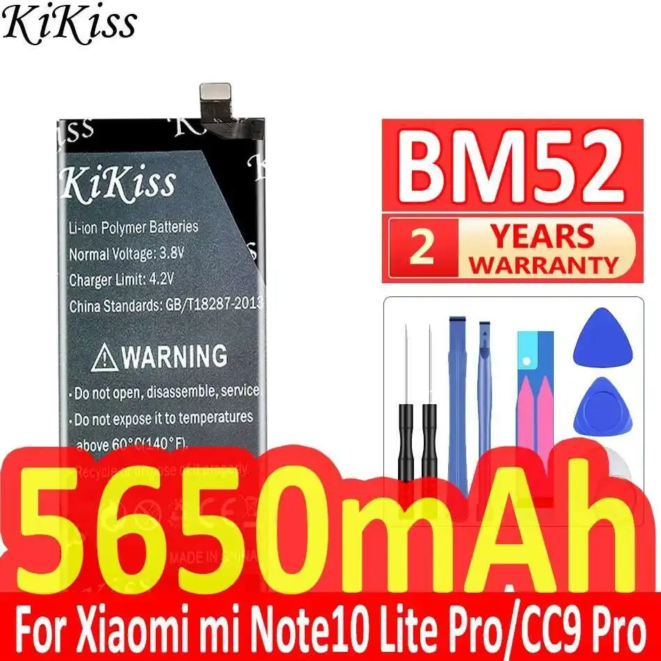 

BM52 5650mAh KiKiss Portable Battery For Xiaomi Mi Note 10 Lite/Pro 10Pro CC9 Pro Mobile Phone Batteries