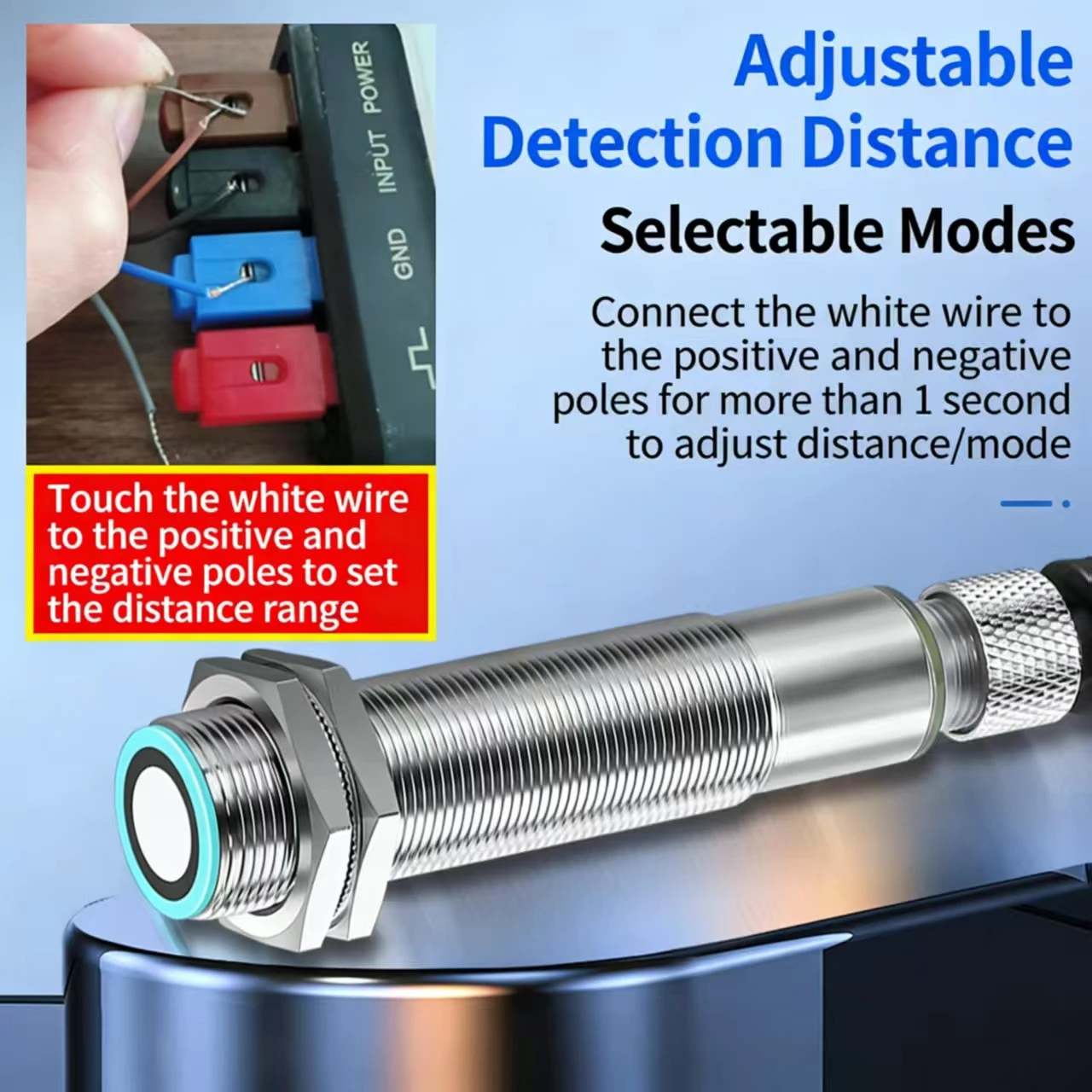 BXUAN M12 Ultrasonic Sensor 24V Detection Range 200mm Small Angle Analog Output 4-20mA/0-10V Proximity Switch Distance Sensor