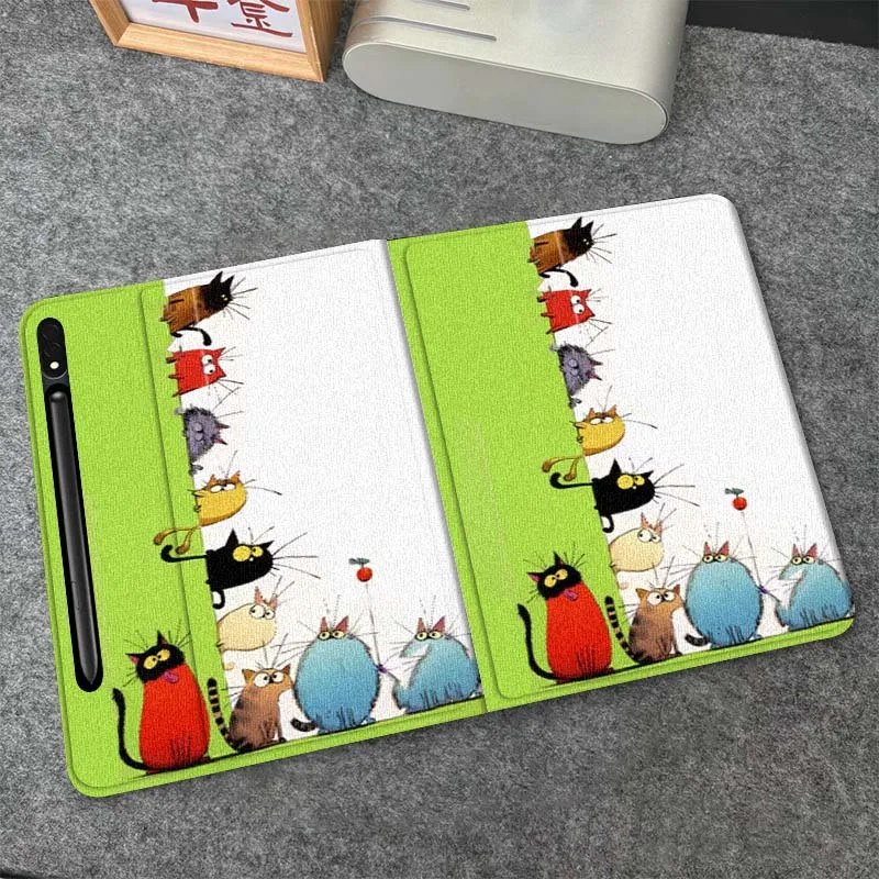 

Cute Cartoon Cat Art For Samsung Galaxy Tab S10 S9 S8 S7 FE Lite Soft Flexible Support Tablet Case Gift