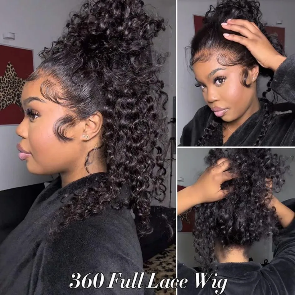 40 Inch 360 Full Lace Wig Deep Wave Frontal Wigs Brazilian Curly Human Hair Wigs Hd 360 Lace Wigs Invisible Drawstring For Women image 2