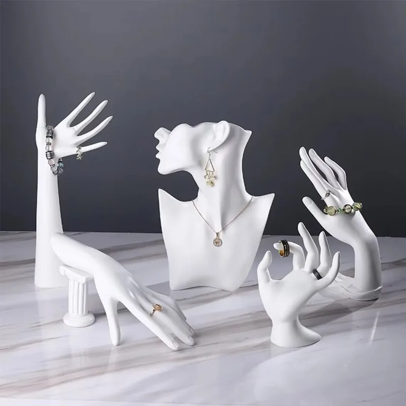Custom ring necklace earrings mold bust bracket white jewelry bracket hand rack