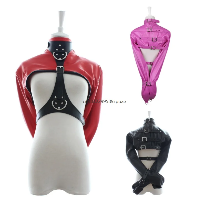 Open Breast Cupless Leather Bondage Top