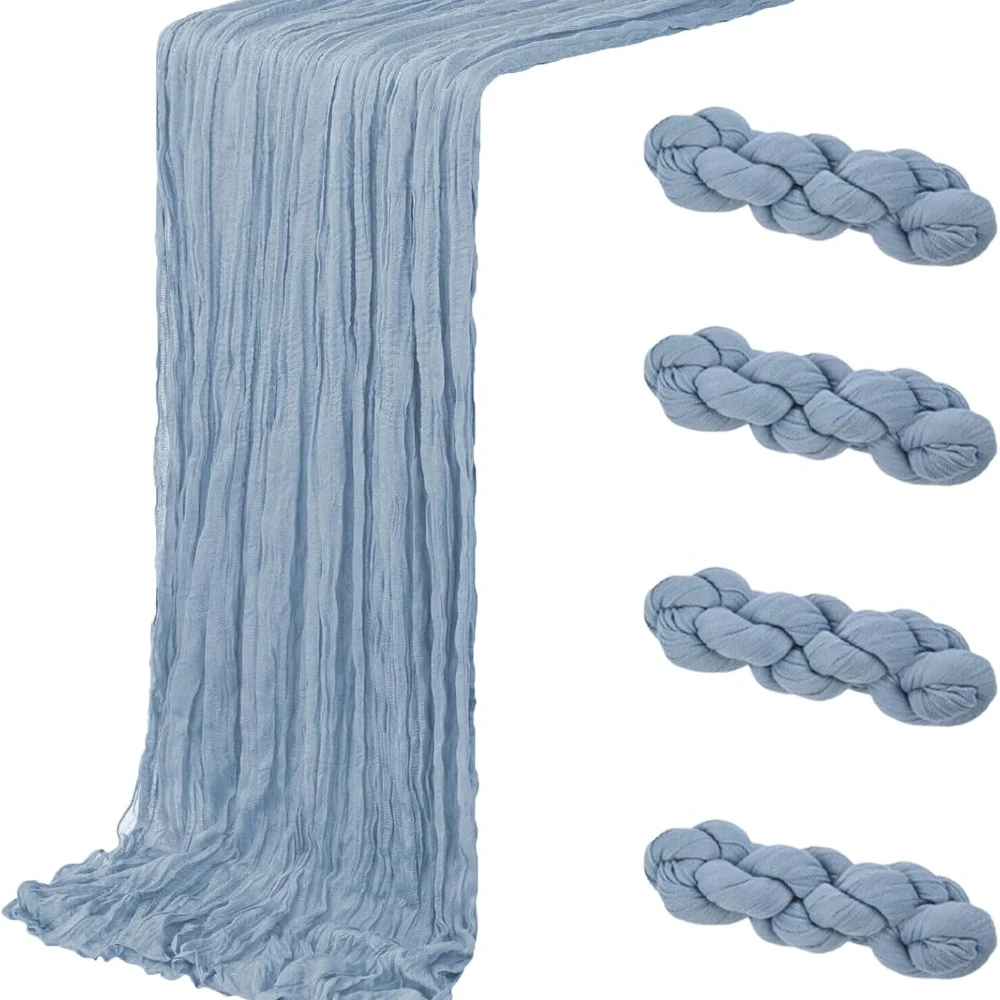 Set of 4 Cheesecloth Table Runners 20x120 Inch Gauze 10 FT Long Semi Sheer Boho for Wedding Party Baby Shower Bridal Shower Deco
