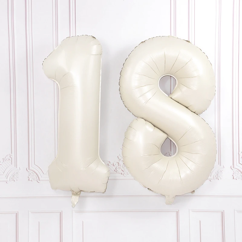 32/40 Zoll cremefarbene Zahlenballons 1–9, große digitale Folien-Heliumball, Mädchen, Kinder, Erwachsene, alles Gute zum Geburtstag, Party-Dekoration, Hochzeit – Detail 3