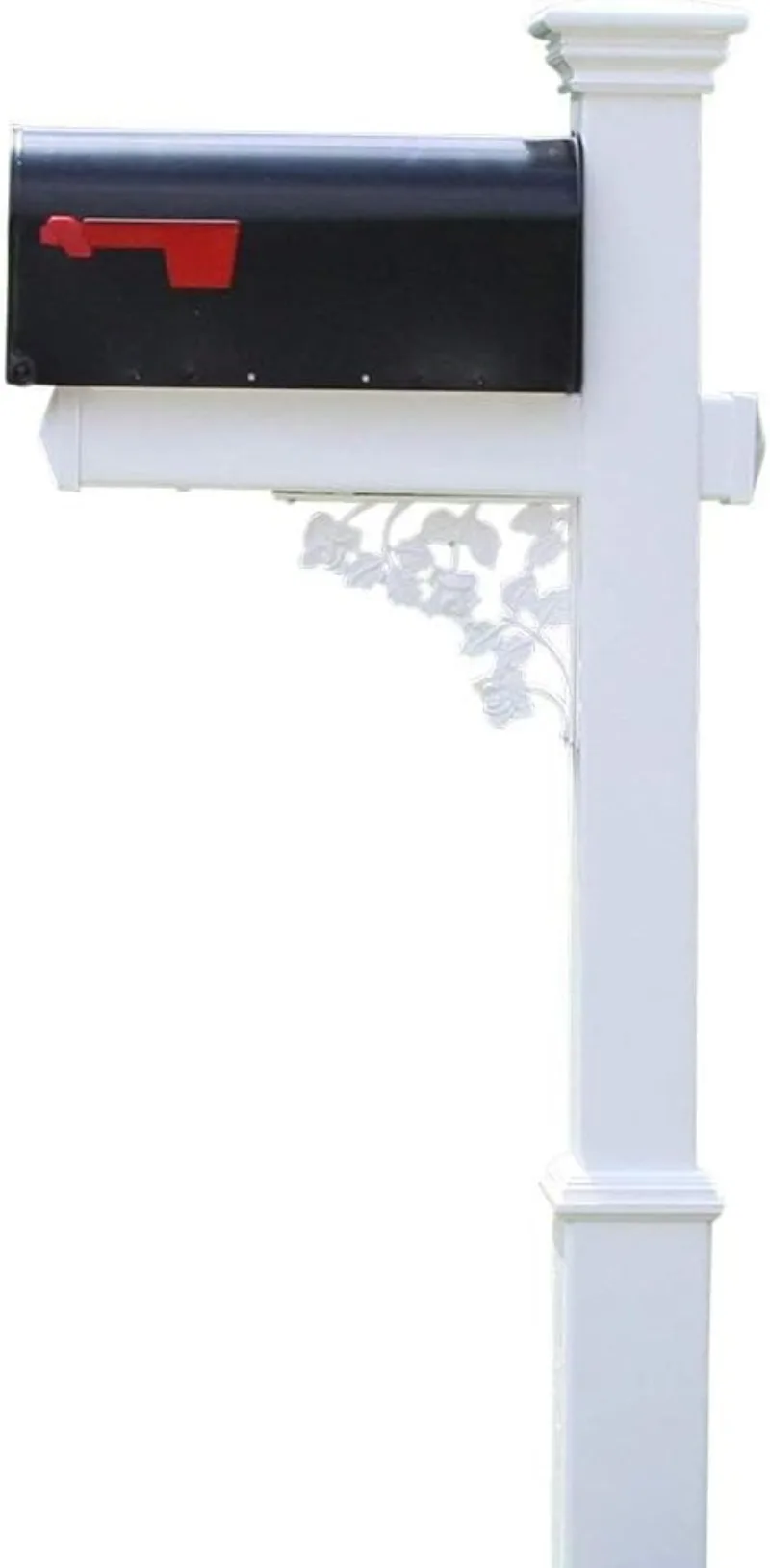 

The Hoover Mailbox with White Vinyl Post Included Complete Decorative Curbside Mailbox System with Classic Traditional Style