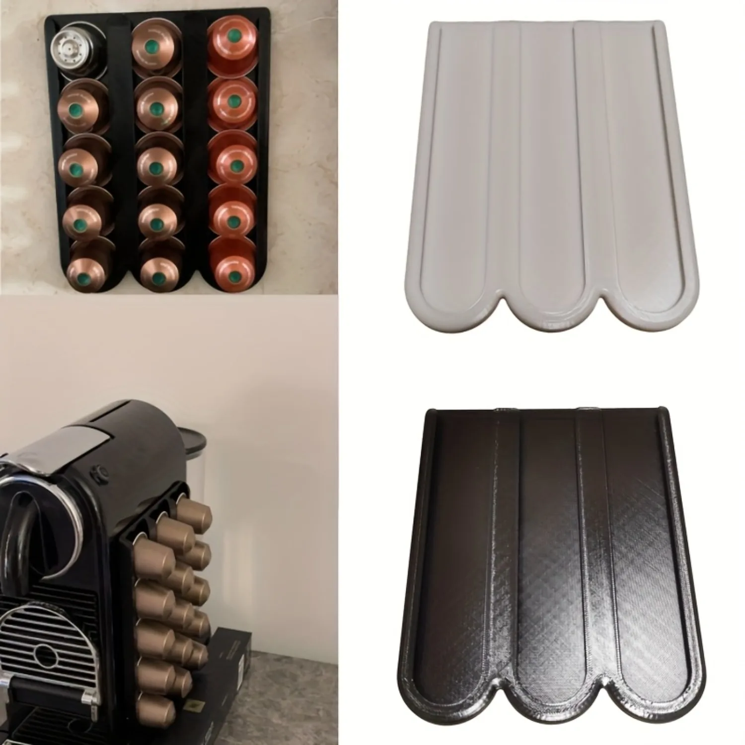 Wall Mount 15-Capacity Coffee Capsule Storage Holder, Durable Plastic Rack Compatible with Nespresso for Kitchen & Office