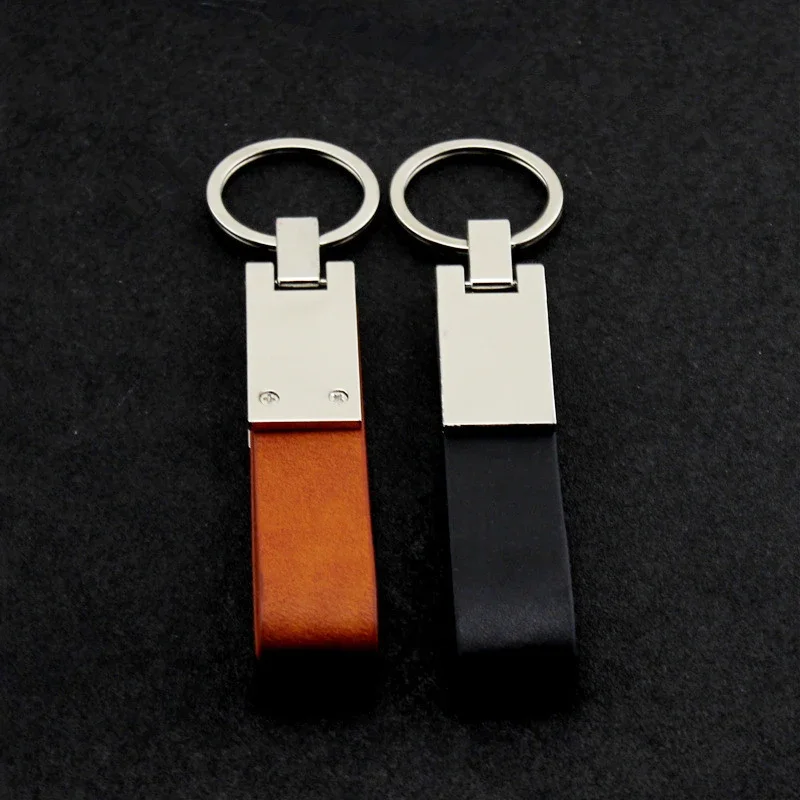 Car Key Chain Luxury Genuine Leather Keychain Pure Color Buckle Car Key Ring Car Accessories Gift Car Keychain Key Accessory