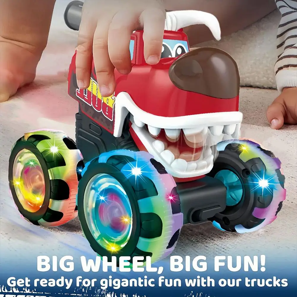 

Press & Go Action LED Light-Up Monster Truck Toy Friction Powered Inertia Vehicle with Dynamic Dazzling Color-Changing Wheels