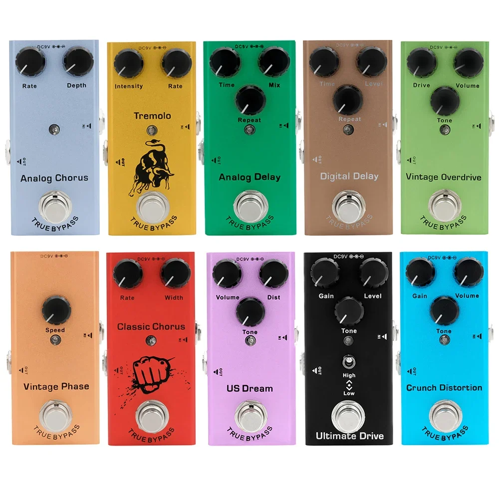 Electric Guitar Effect Pedal Vintage Overdrive/Crunch Distortion/US Dream/Classic Chorus/Vintage Phase/Digital Delay/True Bypass