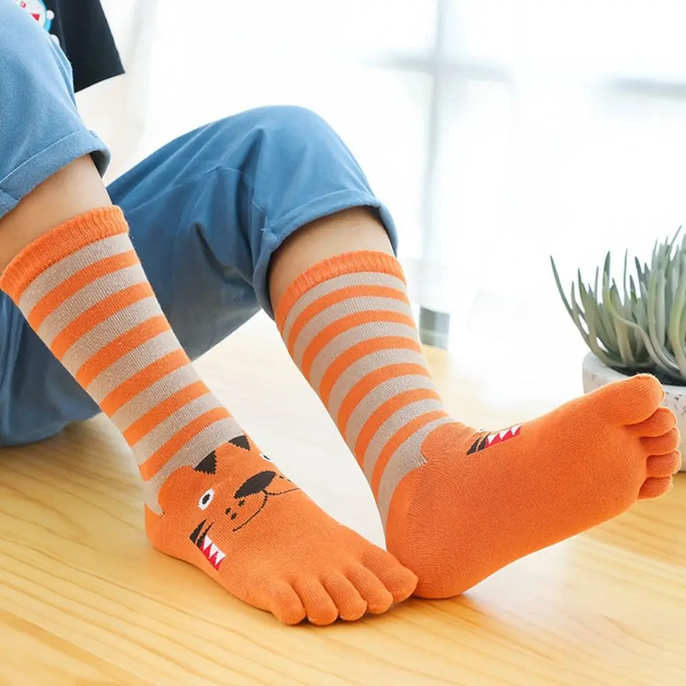 Comfortable Children's Long Tube Socks Healthy Sweat-absorbing Cotton Socks Five-finger Socks