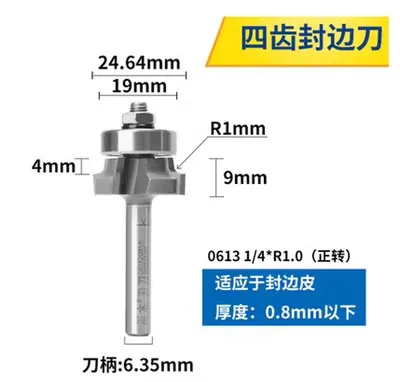 Four tooth edge banding knife/edge banding strip trimming knife Woodworking edge trimming machine fillet knife R1 R1.5 R2mm