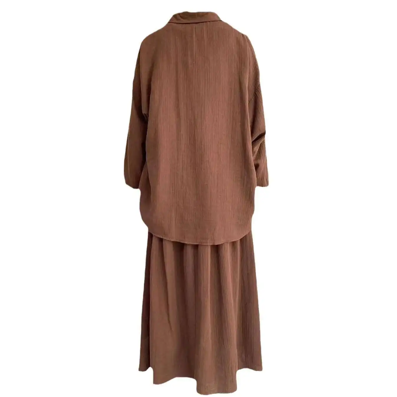 2025 femmes musulmanes printemps et automne nouveau Style bulle manches chemise jupe mode ensemble décontracté Ramadan dubaï luxe Islam élégant