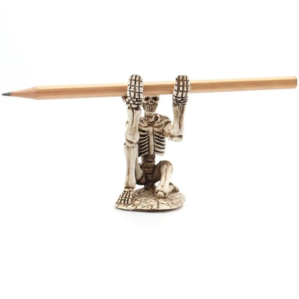 Exquisite Creative Skull Pen Holder Skeleton Durable Makeup Brush Holder Resin Realistic Skull Desk Organizer Party Decoration