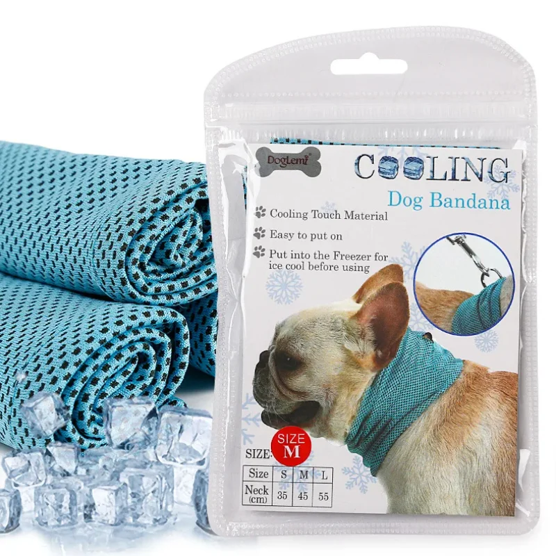 Collar de perro de hielo de verano, Bandana de refrigeración instantánea física reutilizable con orificio de correa para evitar golpes de calor al aire libre, bufanda transpirable para mascotas