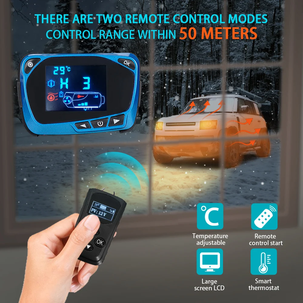 2-8KW12v 24V 220V Car Air Parking Heater Set Camouflage Model 2-8KW With Bluetooth And voice Playback Function For Ship RV Truck