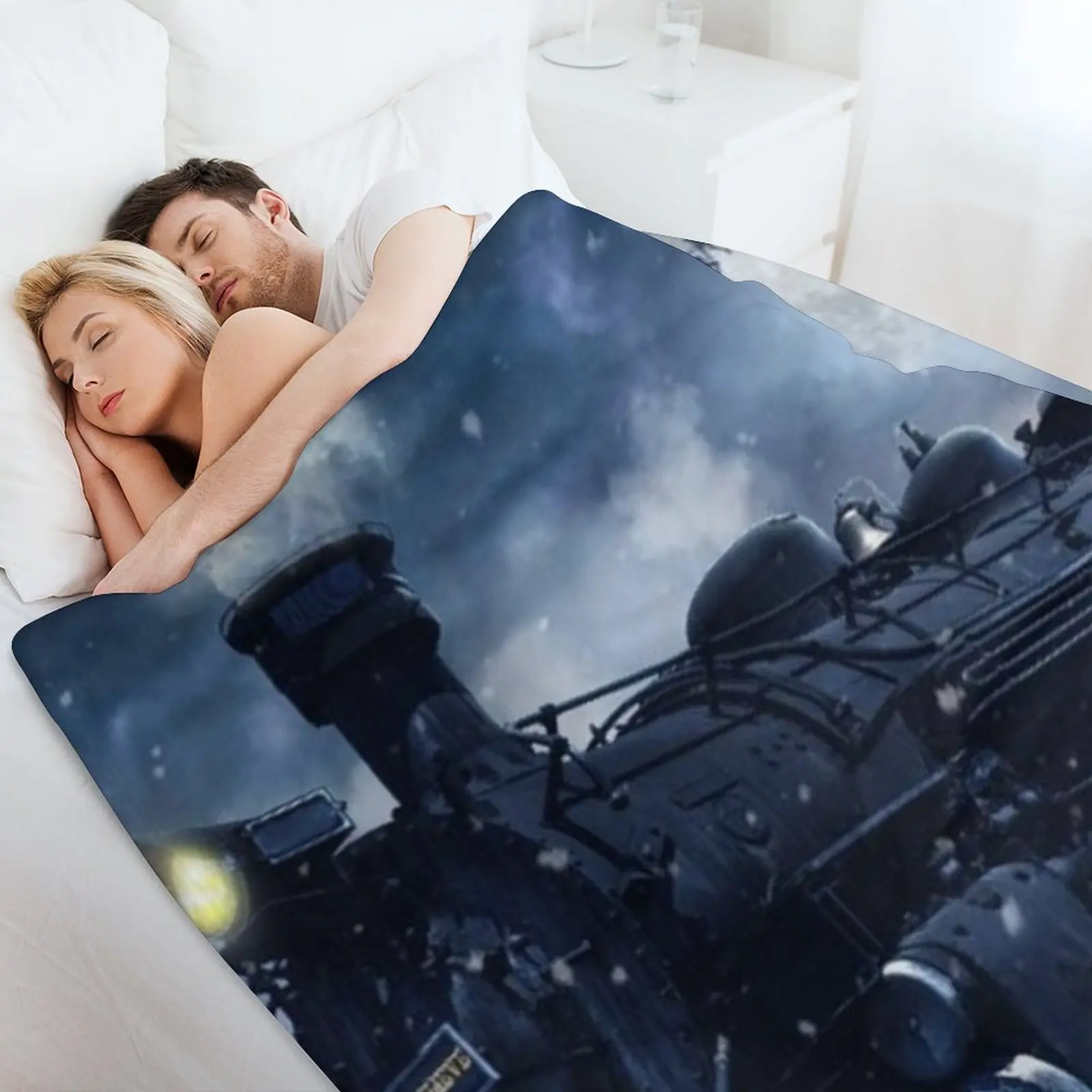 قطار القطبية السريعة خلفية رمي بطانية أريكة عملاقة ريتروس البطانيات لبطانيات أريكة سرير الطفل