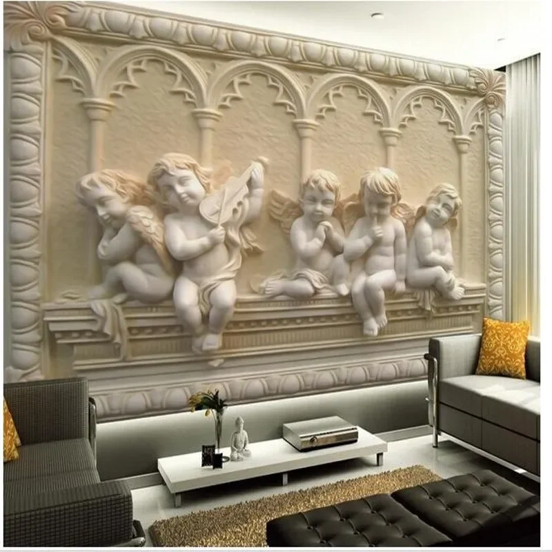 

papel de parede Custom wallpaper 3D European angel background wall relief jade wall papers ancient Egyptian pharaoh behang mural