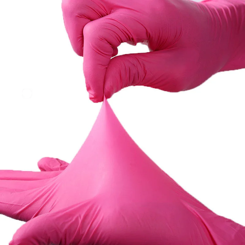 Fuchsia Nitrile Disposable Gloves Pink 20/50/100PCS Powder Latex Free Cleaning Gloves For Beauty Hair Dye Esthetician Nail Salon