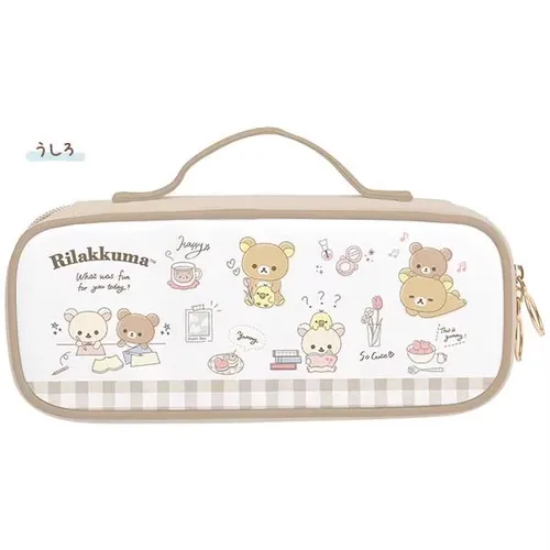 Imagen 2 del producto Bolsas de lápices de PU para niños, estuches de bolígrafos para niños, bolsas de cosméticos de maquillaje para mujeres, oso Rilakkuma, lindo Anime, nuevo