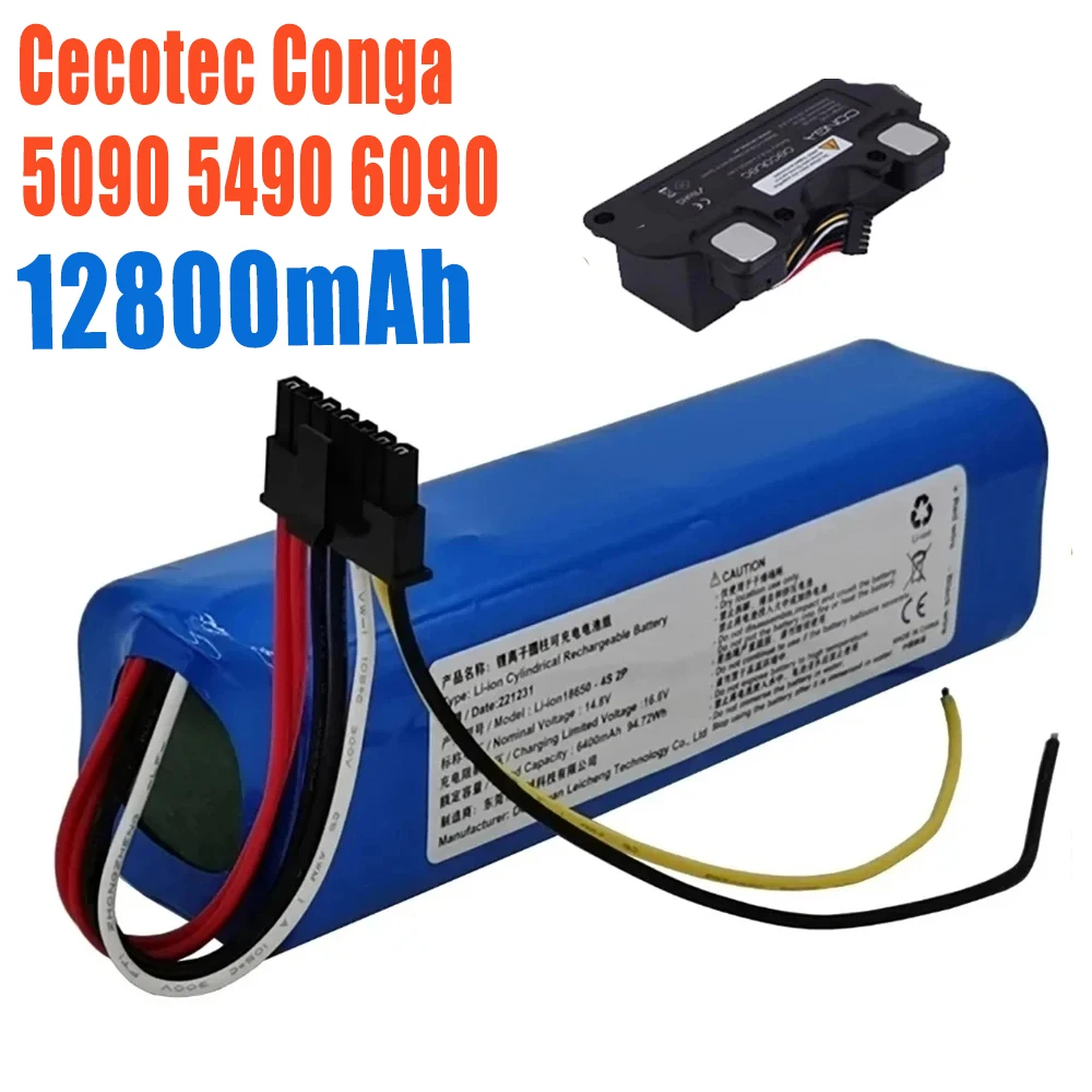 New 14.8V 12800mAh INR18650 MH1-4S2P-300S Robot Battery for Cecotec Conga 5090 5490 6090 Robotic Vacuum Cleaner