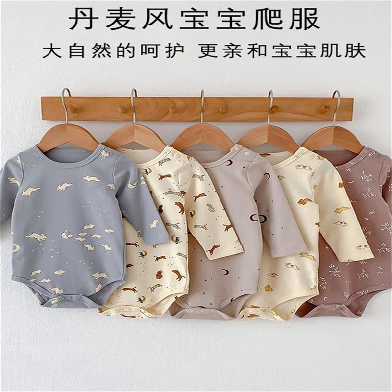 Korean  New Spring Autumn Baby Girl Boy Pajamas Sets Long Sleeves Cartoon Bodysuit and Pants Sleepwear Suit Children Homewear