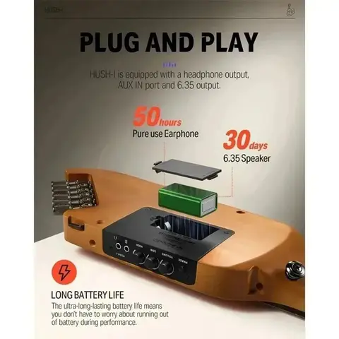 डोनर HUSH-I इंटेलिजेंट साइलेंट गिटार ट्रैवल पोर्टेबल डिटैचेबल फोक हेडलेस वुडन गिटार 8 best sales बास गिटार बॉडी - №7