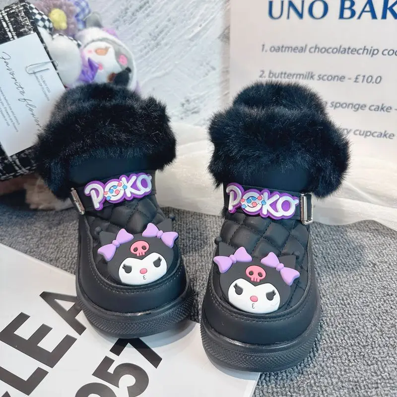 

Giry Heart Kawaii Sanrio Kuromi Anime Y2k Warm Snow Boots Cute Cartoon Children Fleece Thickened Cotton Shoes Gifts for Kids