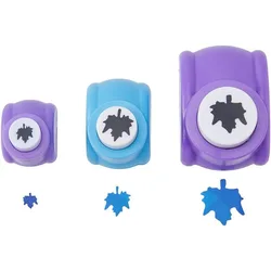 3Pcs 3 Sizes Maple Leaf Punches Set Craft Hole Punch Shapes Blue Purple Small Paper Puncher Plastic Alloy Crafting Scrapbook