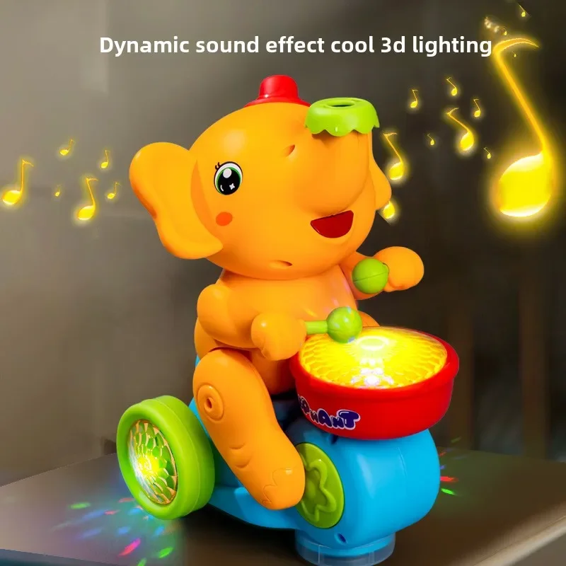 Suspension blowing ball playing drum baby elephant electric universal car lighting music children's toy wholesale