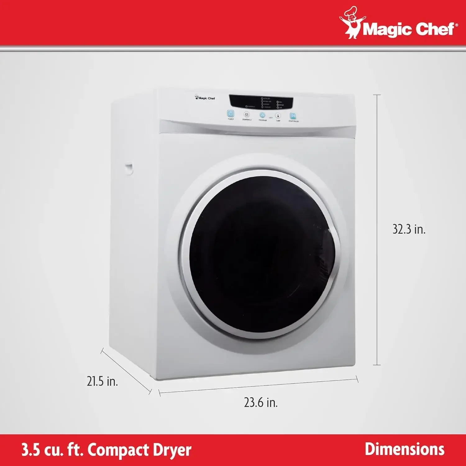 Magic Chef-Sèche-linge compact, sèche-linge portable pour petits espaces, 3.5 pieds cubes, blanc